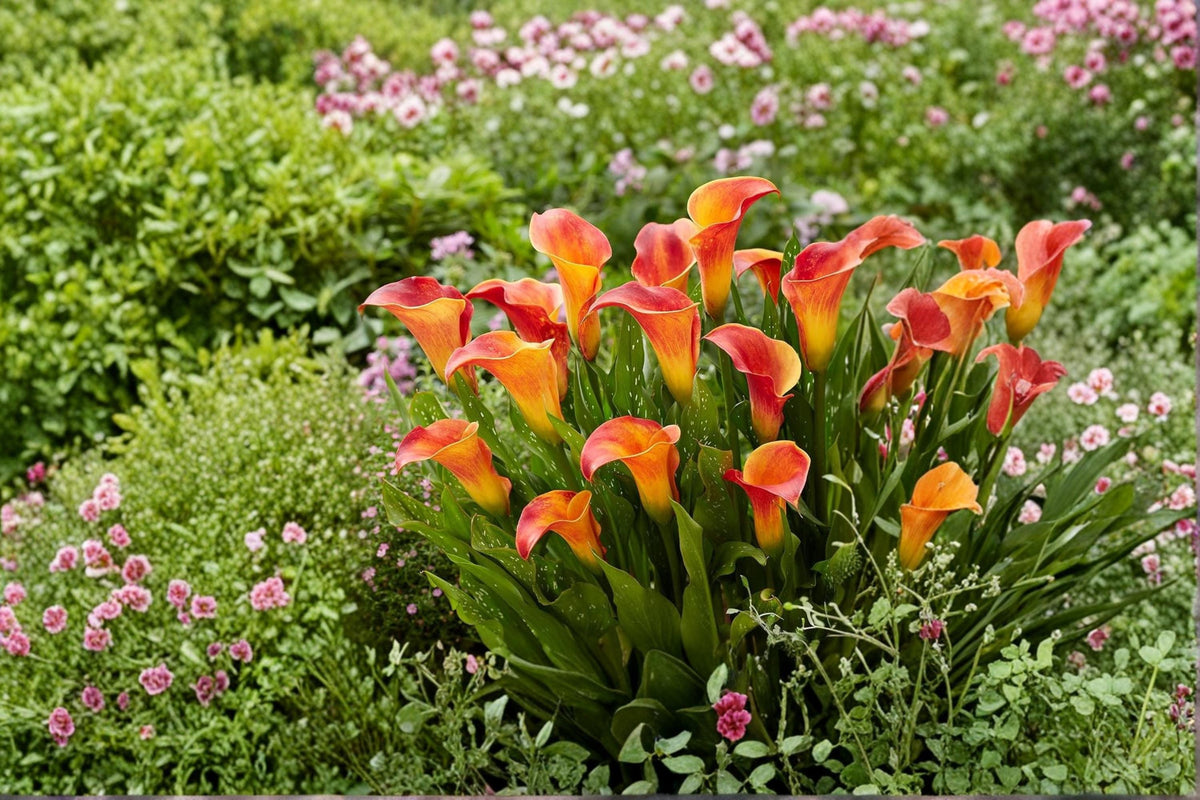 Flame Calla Lily Bulbs 5 Pack – Orange Red Bicolor Zantedeschia Flowering Bulbs for Garden Beds, Borders & Cut Flowers