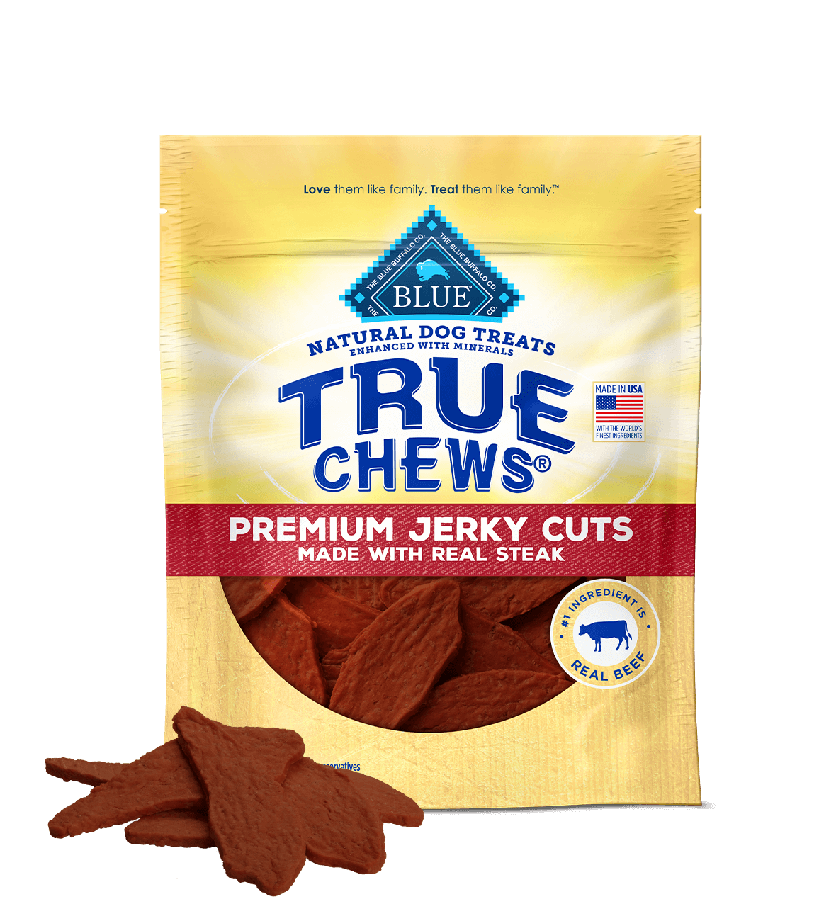 Blue Buffalo True Chews Jerky Cuts Real Steak Dog Treatsp (10hoz)