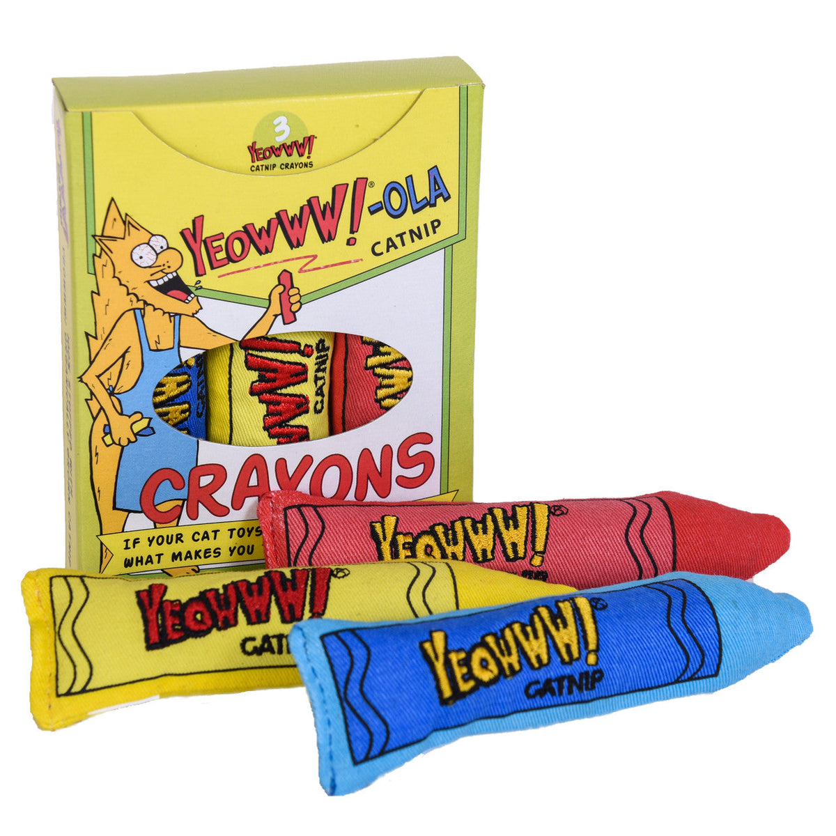 3Pk Yeowww Crayon Catnip Toy
