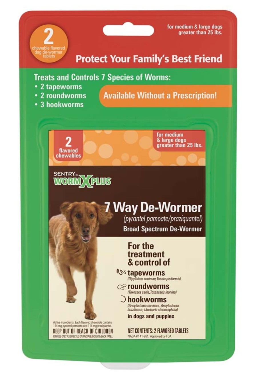 SENTRY Worm X Plus 7 Way De-Wormer Large Dog 2ct
