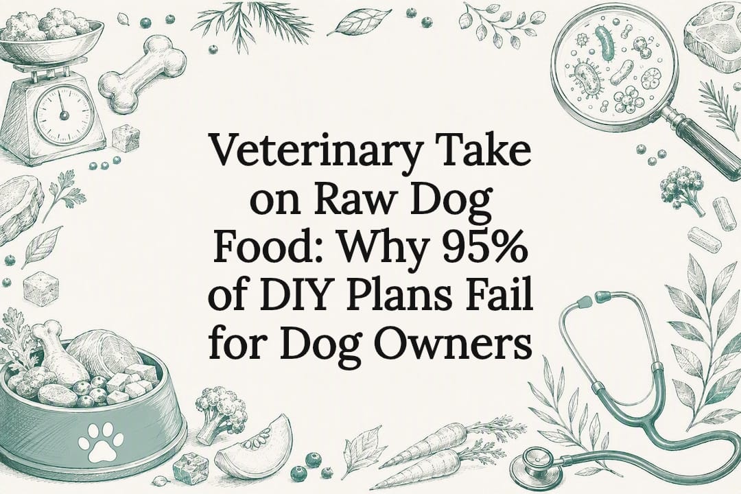 Raw dog food veterinary title card illustration