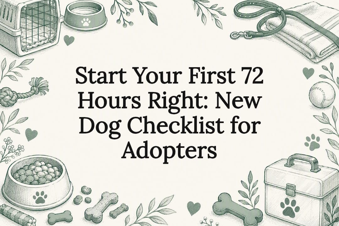 Decorative new dog checklist title card