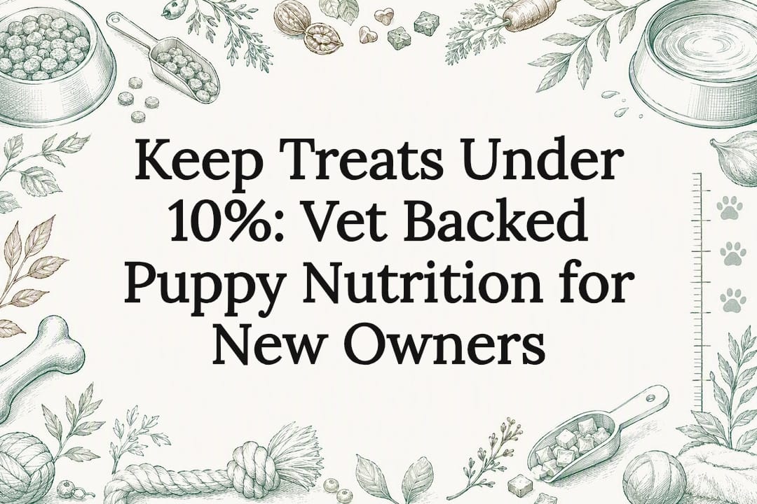 Decorative puppy nutrition title card illustration