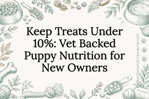 Decorative puppy nutrition title card illustration
