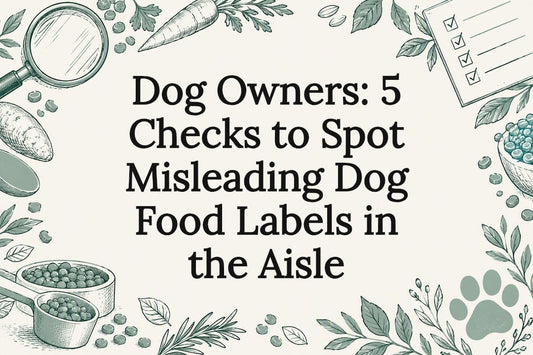 Decorative dog food label checking title card
