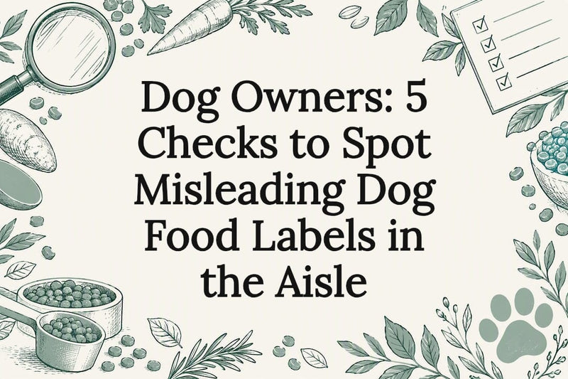 Decorative dog food label checking title card