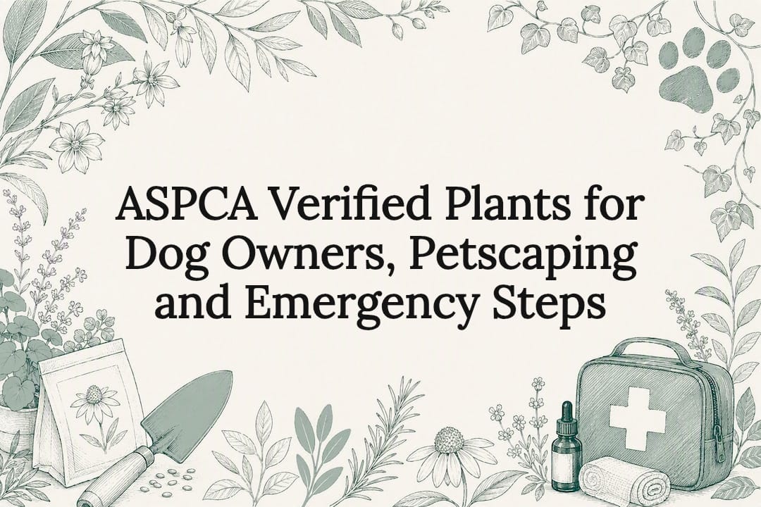 Pet-safe garden title card illustration