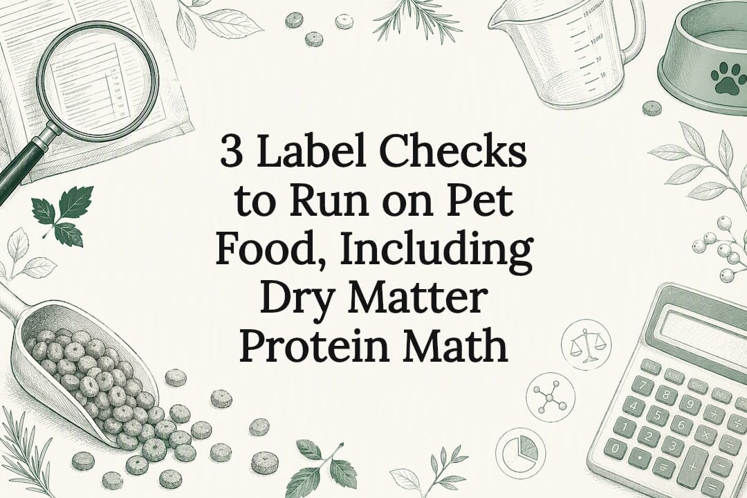 Hand-drawn pet food label checklist