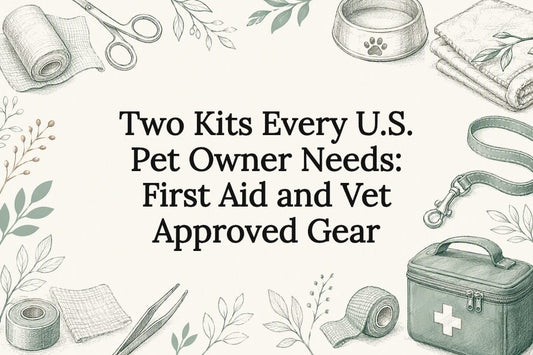 Pet first aid kit title card illustration
