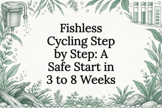 Aquarium cycling tools sketched around a clear title space