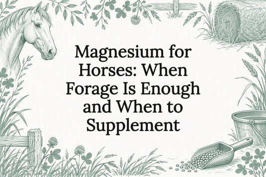 Horse and forage sketch around title
