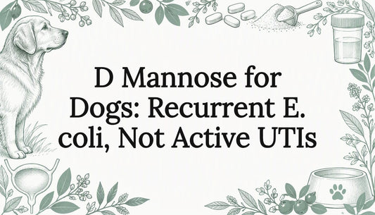 Sketch-framed title card about D-mannose for dogs