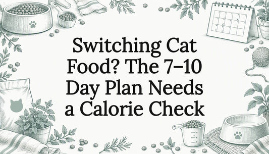 Illustrated cat food transition title card