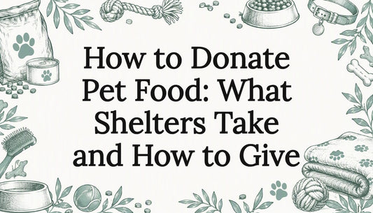 Illustrated pet food donation title card