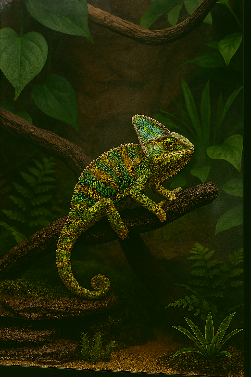 Reptile and amphibian terrarium supplies and accessories for creating naturalistic habitats