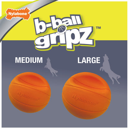 Nylabone Power Play Dog Basketball B-Ball Gripz 1ea/Medium/Wolf - Up To 35 lb