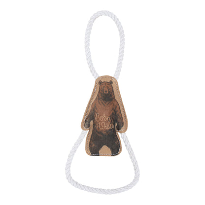 Territory Dog Natural Leather Color Grizzly Bear Tug Toy 14in.