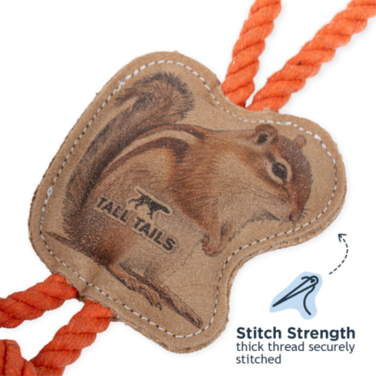 Tall Tails Dog Natural Leather Color Chipmunk Tug, 12in.