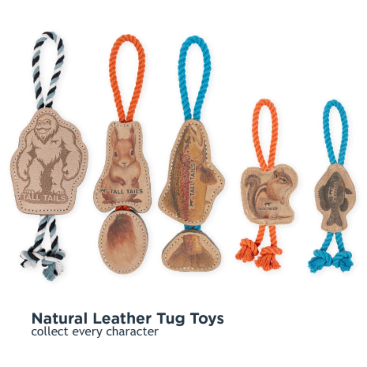 Tall Tails Dog Natural Leather Color Chipmunk Tug, 12in.