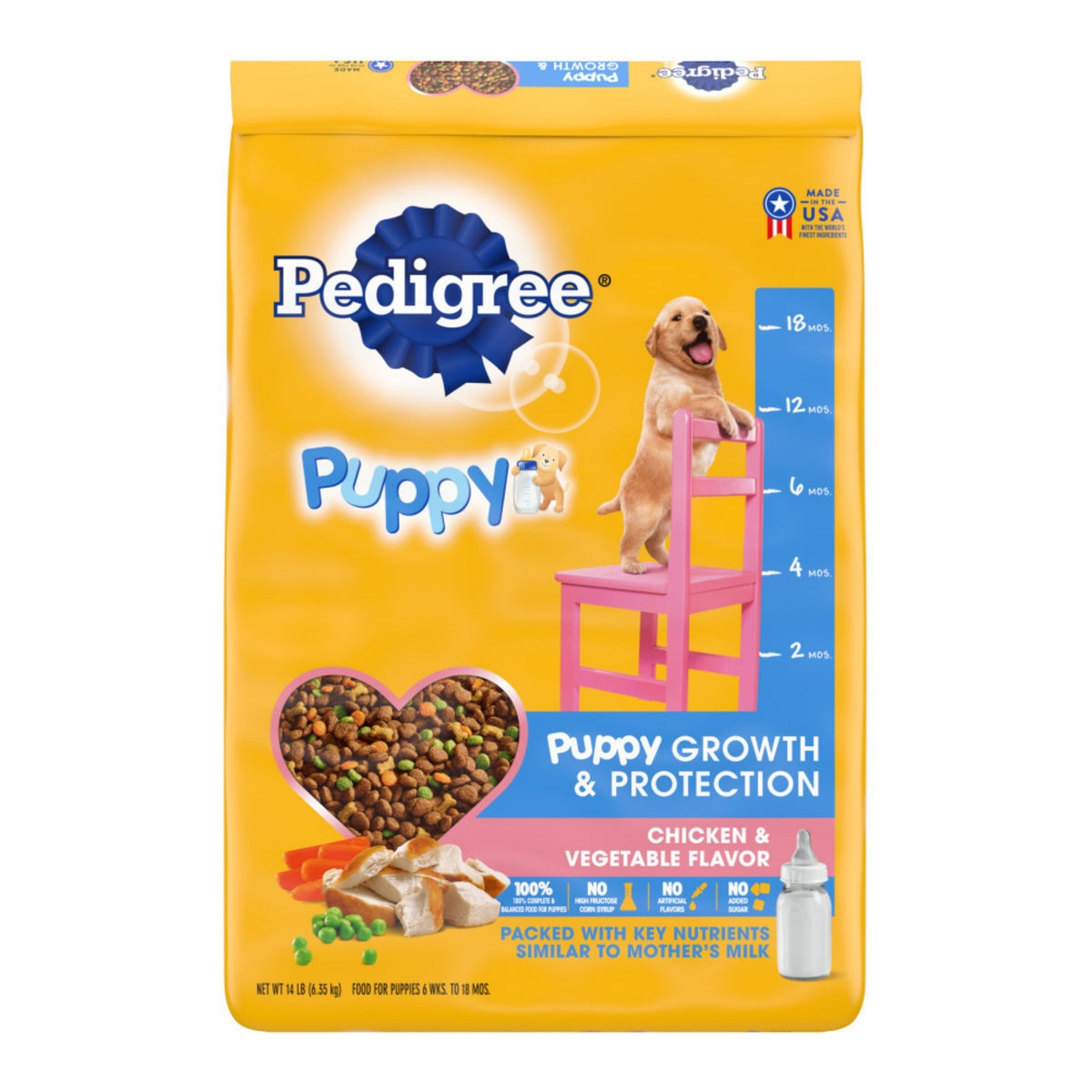 Pedigree Puppy Growth & Protection Dry Dog Food Chicken & Vegetable 14lbs