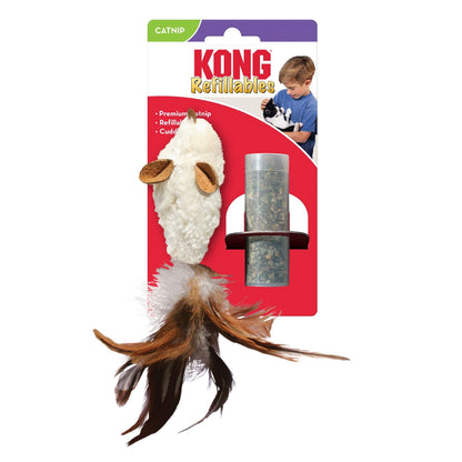 KONG Refillable Feather Mouse Catnip Cat Toy White 1ea/One Size Default Title