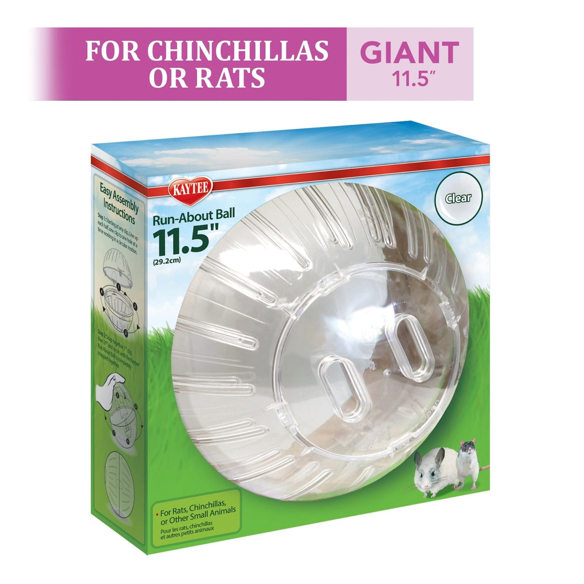 Kaytee Giant Run-About Exercise Ball Clear 1ea/11.5in.