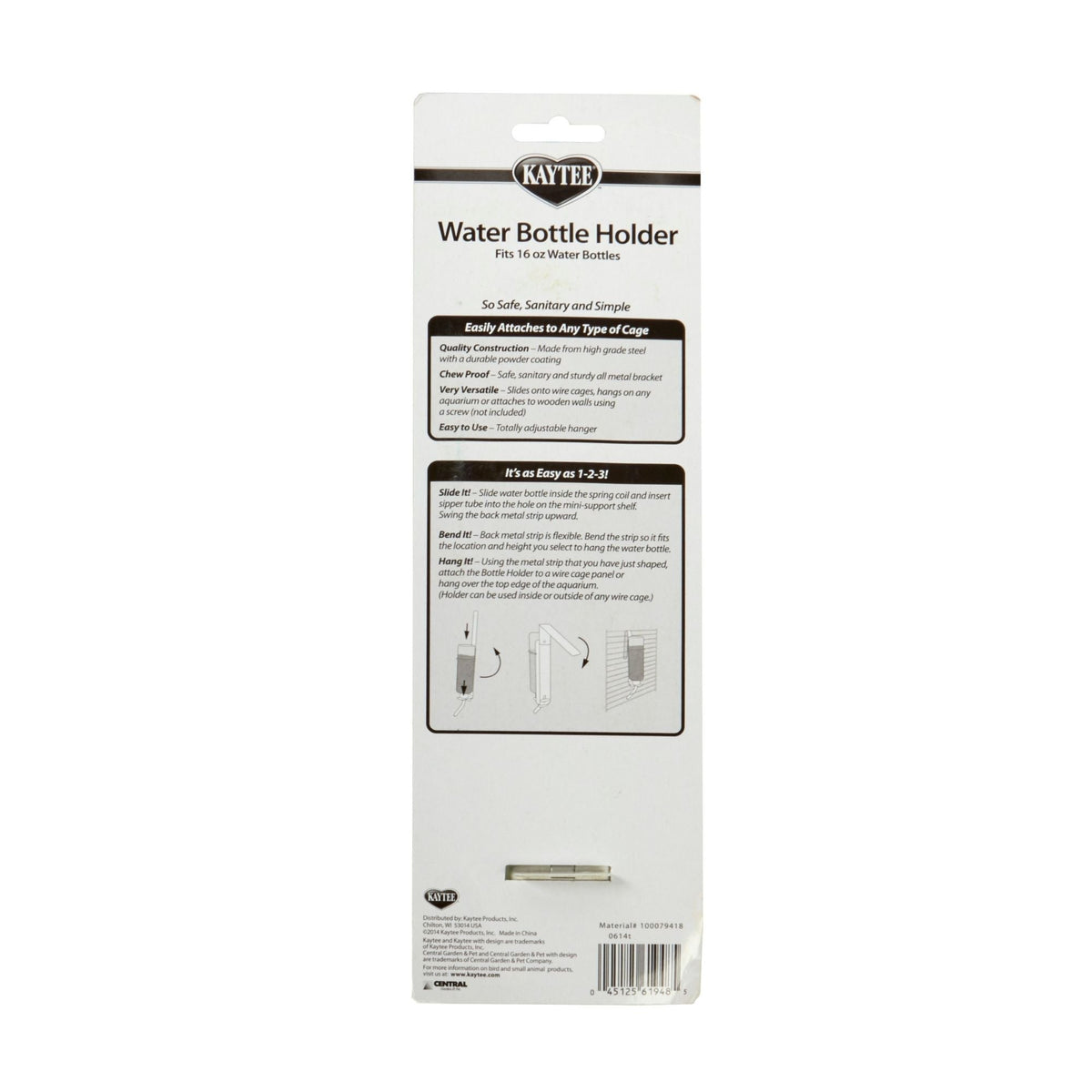 Kaytee Water Bottle Holder White 1ea/16oz.
