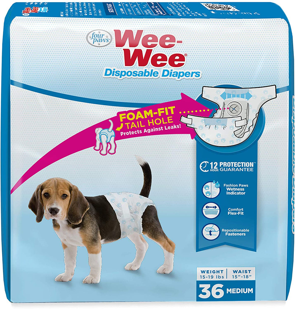 Four Paws Wee Wee Disposable Diapers Medium 36ct