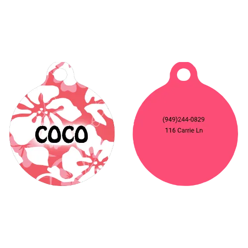 Island Floral Pink HD Dog ID Tag