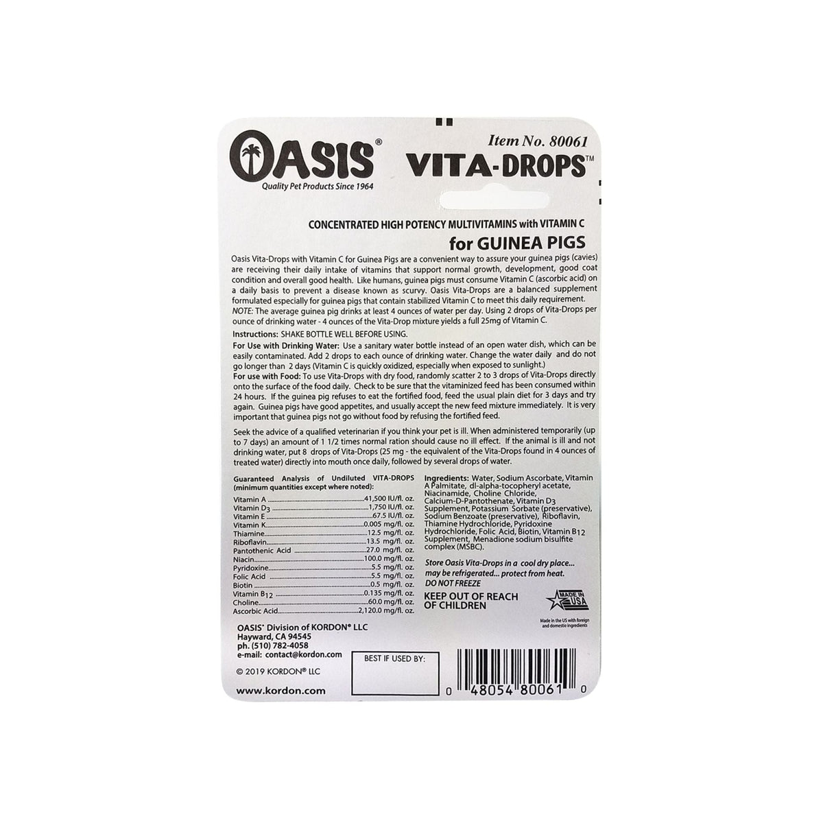 Oasis Vita-Drops High Potential Daily Multivitamin for Guinea Pigs 1ea/2 floz.