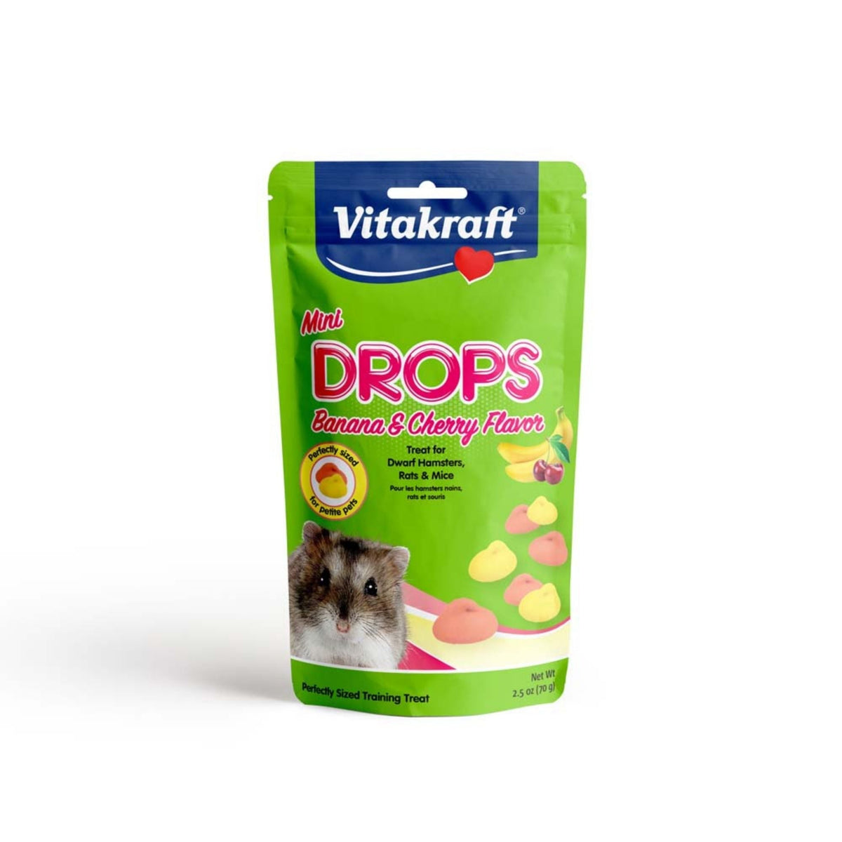 Vitakraft Mini Drops w/Banana & Cherry Flavor Treat for Small Animals 1ea/2.5oz.
