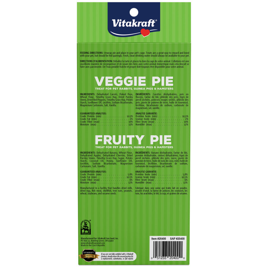 Vitakraft Veggie Pie & Fruity Pie Small Animal Treat 1.27oz