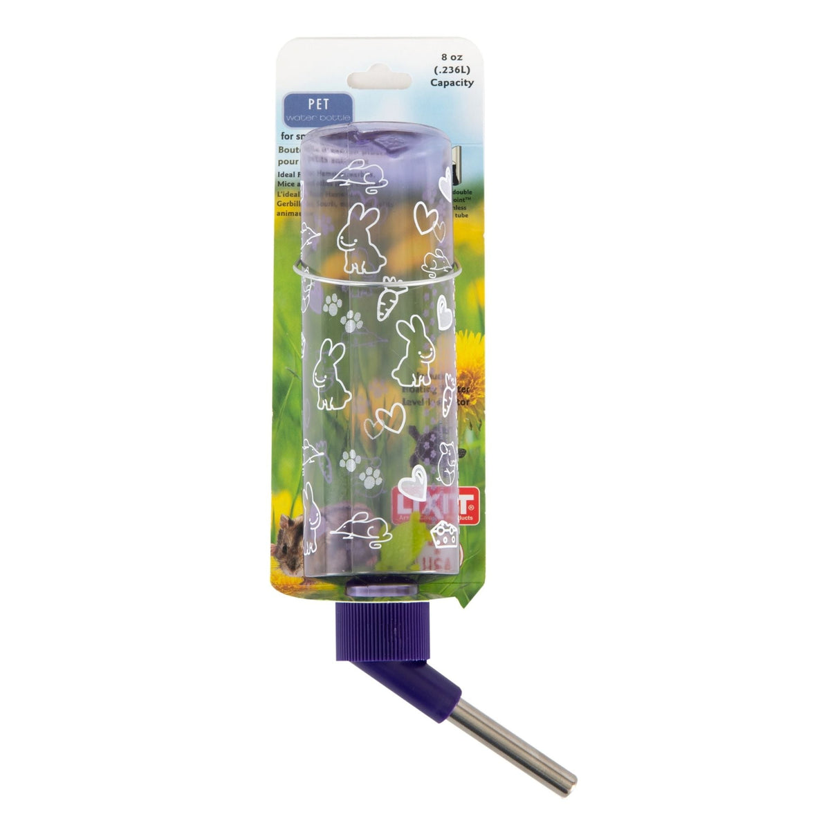 Lixit Clear Water Bottle for Small Animals Clear, Green 1ea/8oz.