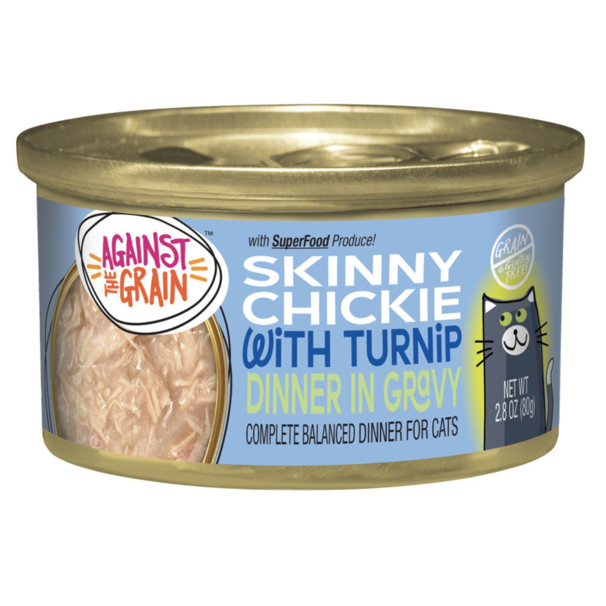 Against the Grain Skinny Chickie With Turnip Dinner In Gravy Wet Cat Food 2.8oz. (Case of 24)