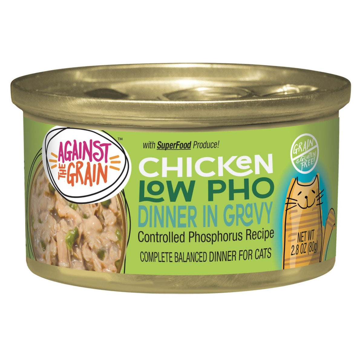 Against the Grain Chicken Low Pho Dinner In Gravy Wet Cat Food 2.8oz. (Case of 24)