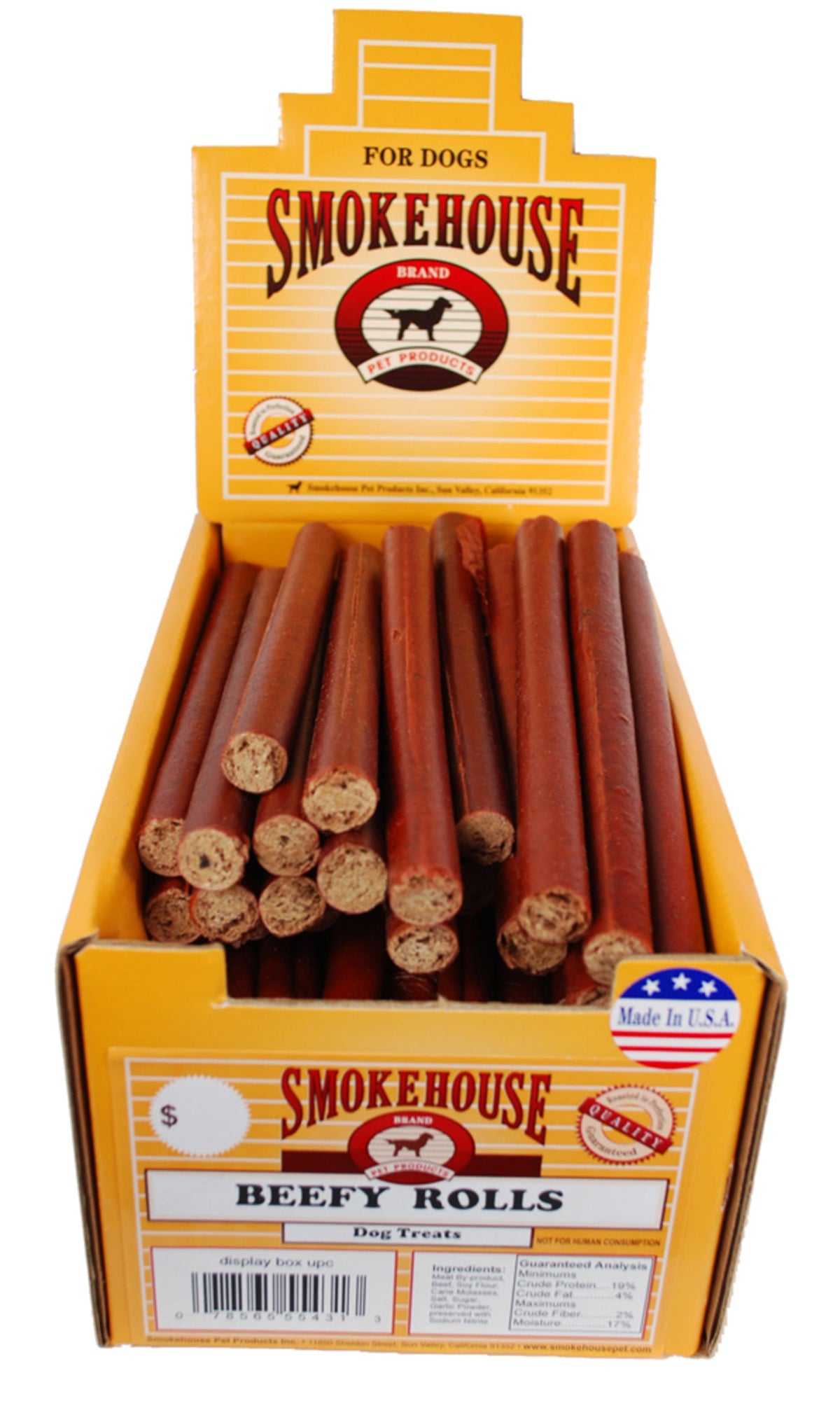 Smokehouse USA Made Beefy Rolls 1/2 Size Shelf Display Box 60ct