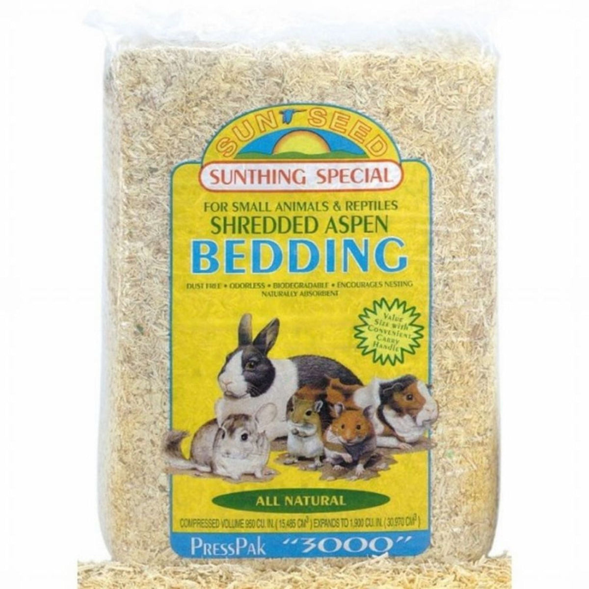 Sun Seed Shredded Aspen Bedding for Small Animals Brown, 1ea/2500 cu in.
