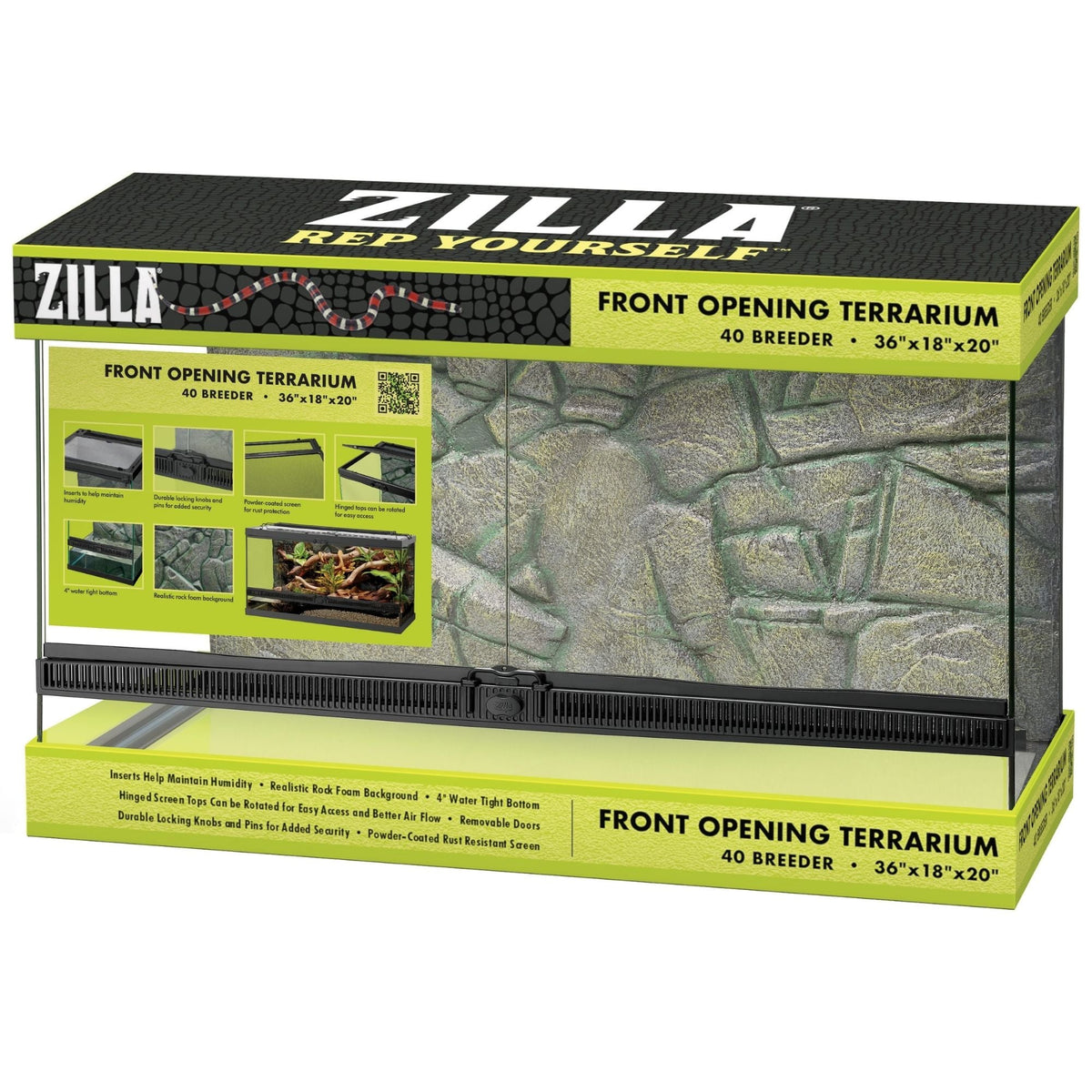 Zilla Front Opening Terrariums 1ea/36 X 18 X 20in.