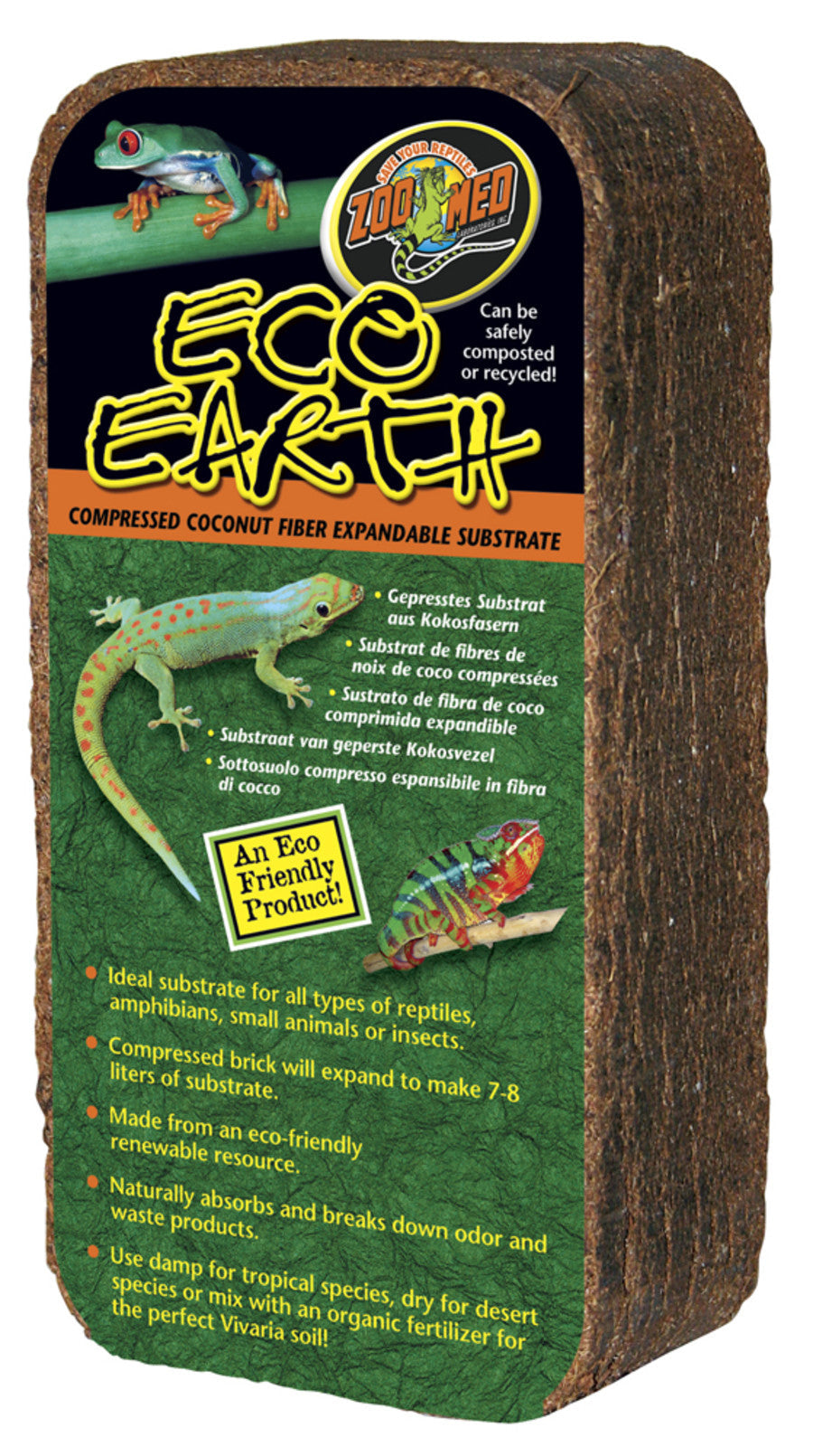 Zoo Med Eco Earth Compressed Coconut Fiber Substrate 1 Brick