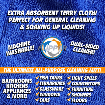 Flipper 2-in-1 Microfiber Aquarium Cleaning Mitt 2 Pack