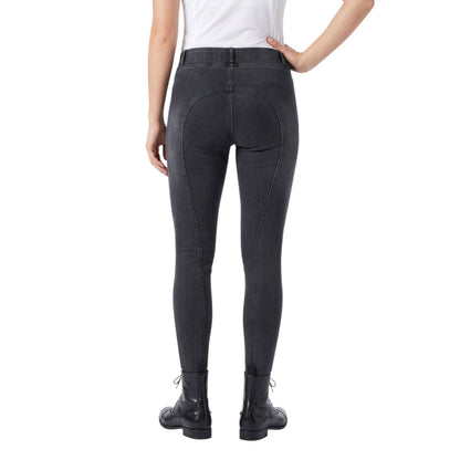 Equine Couture Ladies Denim Silicon Knee Patch Tights with Phone Pocket