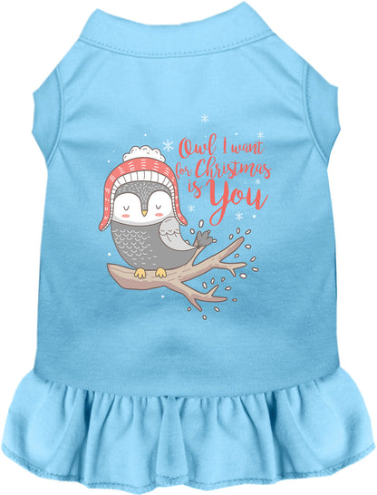 Owl I Want For Christmas Pet Dress