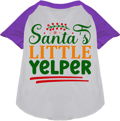 Santa's Little Yelper Pet Raglan Shirt