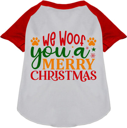 We Woof You a Merry Christmas Pet Raglan Shirt