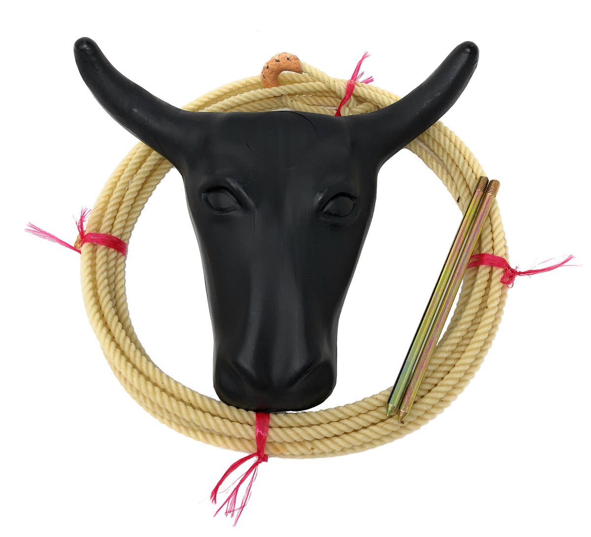AJ Tack Junior 11" Horn Spread Steer Head Roping Dummy Set with Rope