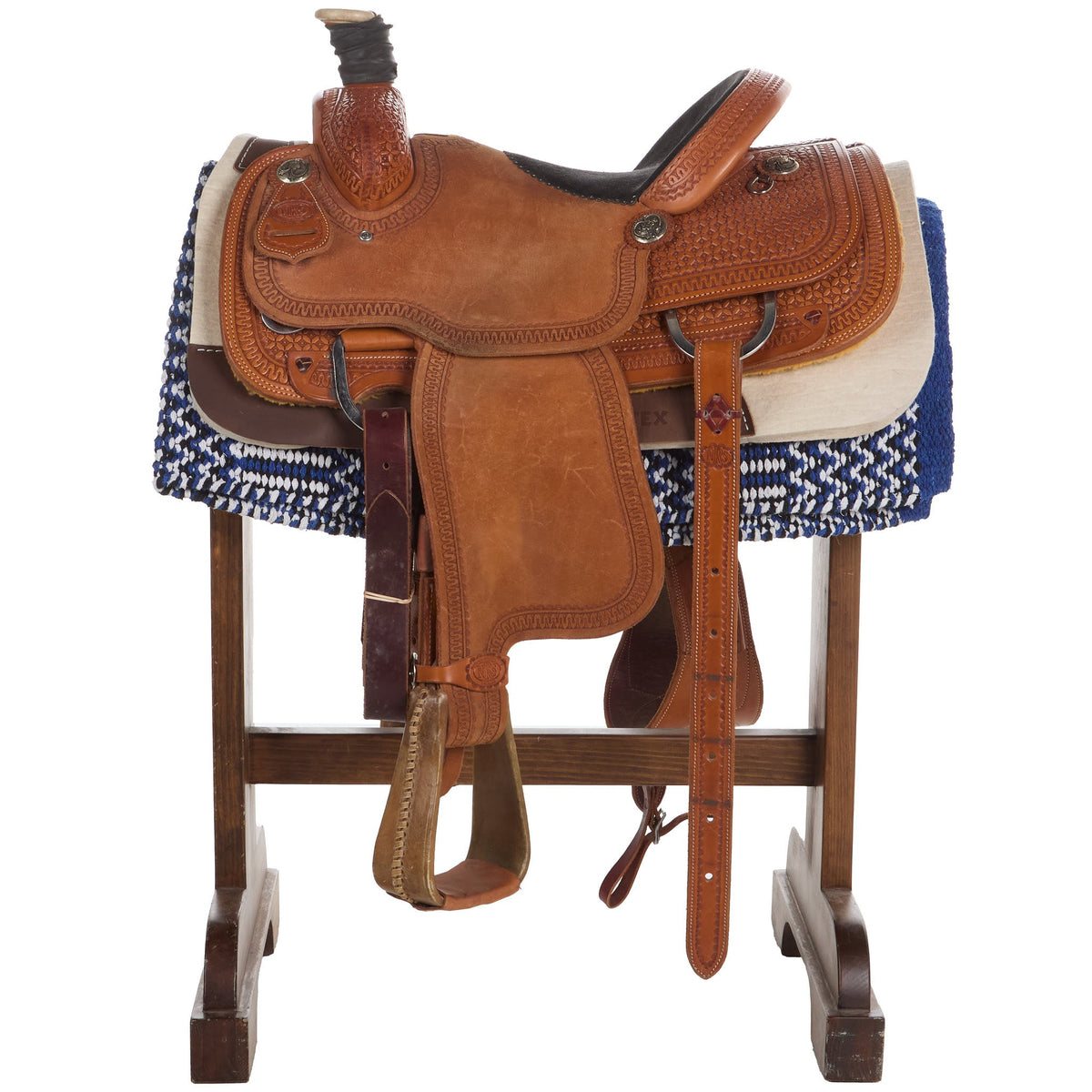 1340-76 Double Weave 32x64 Acrylic Blend Saddle Blanket Red White And Blue
