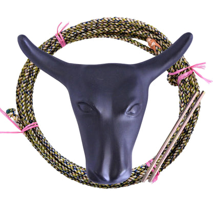 AJ Tack Junior 11" Horn Spread Steer Head Roping Dummy Set with Rope