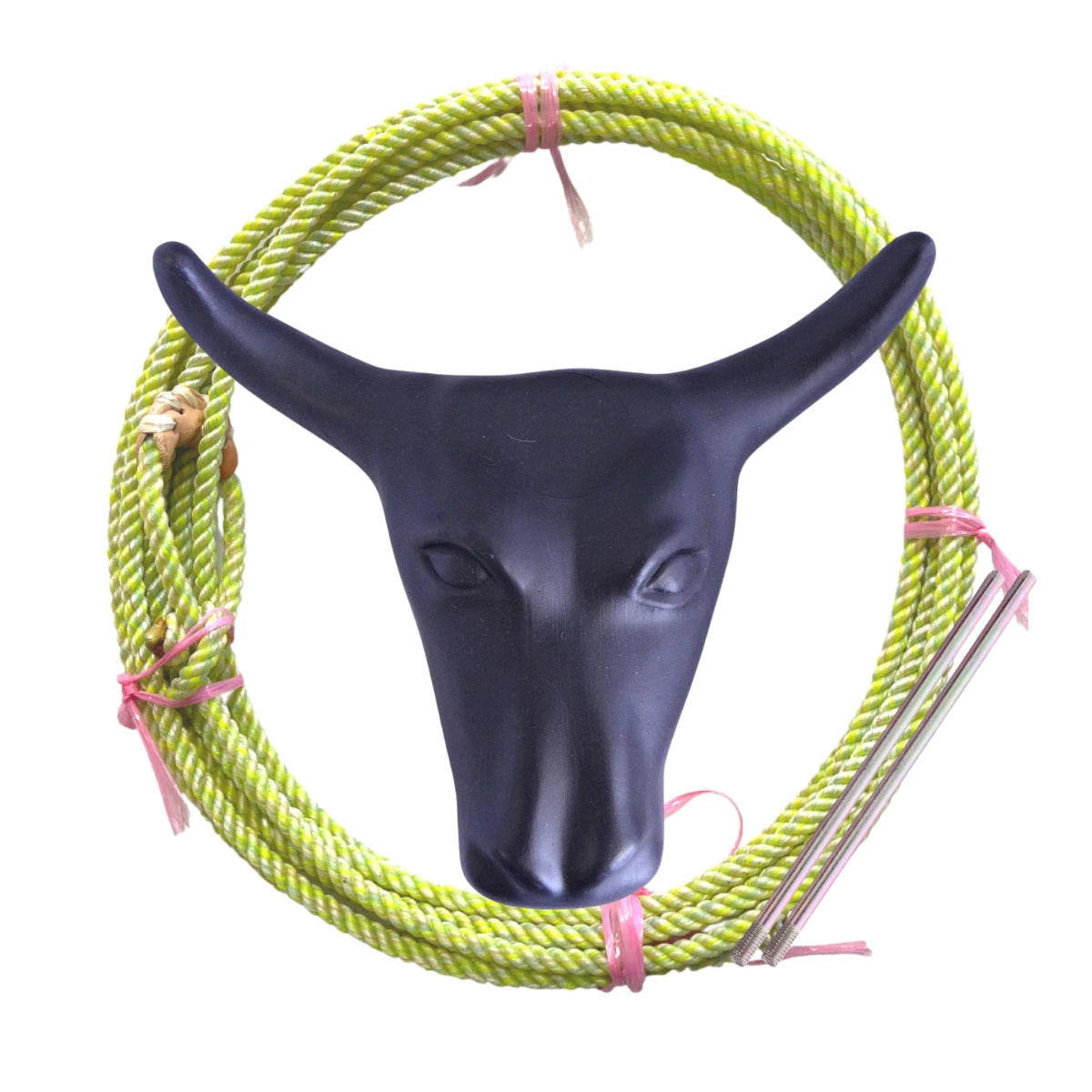 AJ Tack Junior 11" Horn Spread Steer Head Roping Dummy Set with Rope