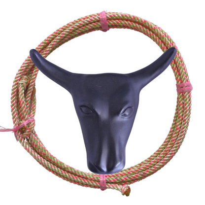 AJ Tack Junior 11" Horn Spread Steer Head Roping Dummy Set with Rope