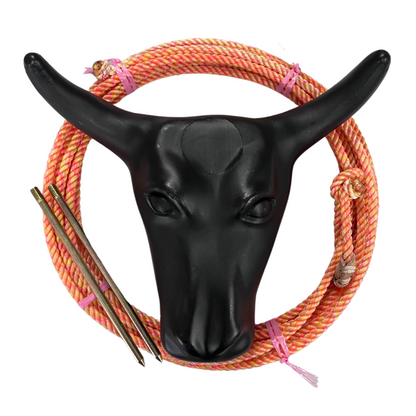 AJ Tack Junior 11" Horn Spread Steer Head Roping Dummy Set with Rope